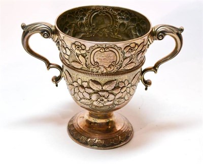 Lot 1325 - A George III Irish Silver Loving Cup, marker's mark unclear, Dublin 1760 or 1784, the tapering body