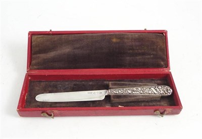 Lot 1360 - A George IV Silver Miniature Knife, Joseph Taylor, Birmingham 1821, with handle with floral...