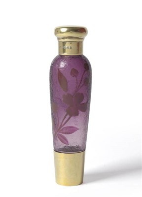 Lot 1361 - An Art Nouveau Silver Gilt and Amethyst Glass Spirit Flask, maker's mark indistinct, London...