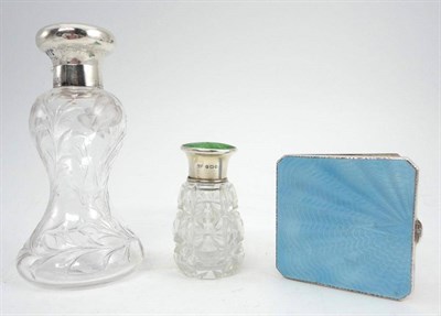 Lot 1367 - An Art Nouveau Silver Mounted Scent Bottle, William Comyns & Sons Ltd, Birmingham 1912, the...