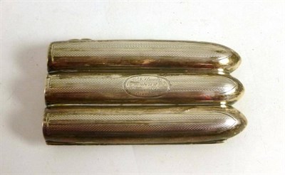 Lot 1377 - An Edward VII Silver Cigar Case, maker's mark rubbed, Birmingham 1903, with three divisions, engine