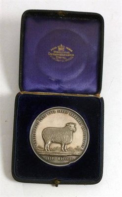 Lot 1386 - A Wensleydale Longwool Sheep Breeders' Association Silver Medal, the obverse cast with a...