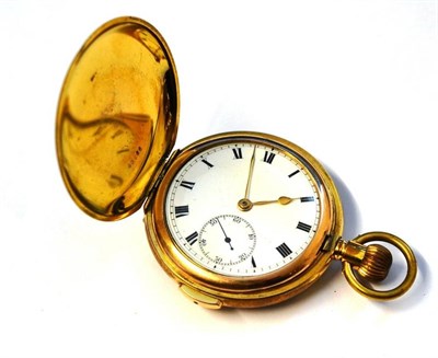 Lot 1035 - A Plated Full Hunter Quarter Repeating Keyless Pocket Watch, circa 1910, lever movement...