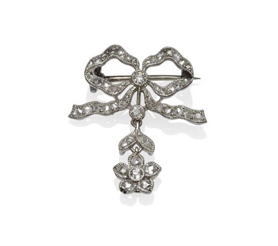 Lot 1037 - An Early 20th Century Diamond Brooch, rose cut and old cut diamonds millegrain set throughout...