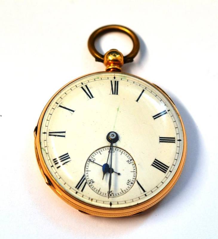 Lot 1055 - An 18ct Gold Open Faced Pocket Watch, signed Emanuel, Southampton, 1862, lever movement, enamel...