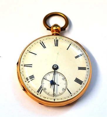 Lot 1055 - An 18ct Gold Open Faced Pocket Watch, signed Emanuel, Southampton, 1862, lever movement, enamel...