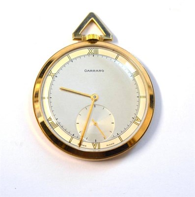 Lot 1069 - An Art Deco Style 9ct Gold Open Faced Keyless Pocket Watch, signed Garrard, 1962, lever...