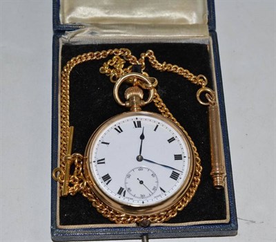 Lot 1073 - A 9ct Gold Open Faced Keyless Lever Pocket Watch, signed Tavannes Watch Co, 1937, lever...