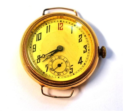 Lot 1100 - A 14ct Gold Wristwatch, circa 1920, lever movement, enamel dial with Arabic numerals,...