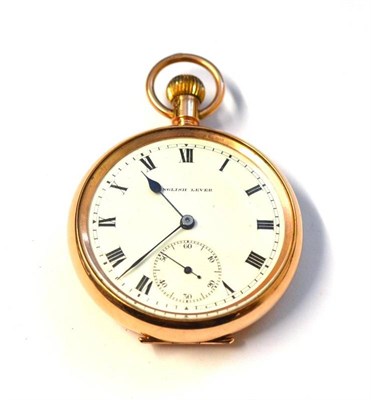 Lot 1128 - A 9ct Gold Open Faced Keyless Pocket Watch, circa 1930, lever movement with metal dust cover,...