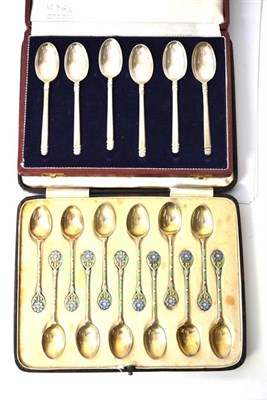 Lot 1236 - A Set of Twelve George V Silver Gilt and Enamel Coffee Spoons, Turners & Simpson, Birmingham...