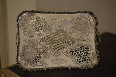 Lot 1254 - A Silver Twin Handled Tray, import marks for Tiffany & Co, London 1901, rectangular with...