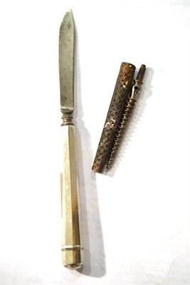 Lot 1255 - An Early 19th Century Silvered Metal Nutmeg Compendium, unmarked, with a screw off knife blade...