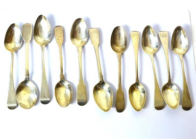 Lot 1258 - Eleven Assorted York Silver Teaspoons, James Barber & William North, various dates and shapes,...