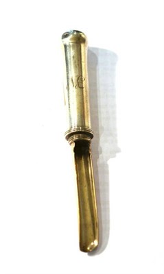 Lot 1271 - A George III Silver Apple Corer, maker's mark worn, London 1800, with a typical cannon handle...