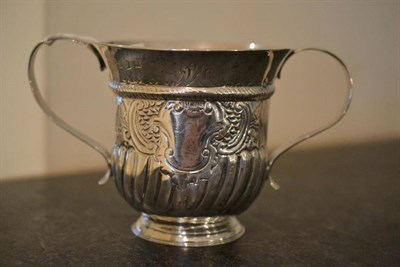 Lot 1278 - A George II Silver Porringer, maker's mark rubbed, London 1748, with flared rim, vacant...