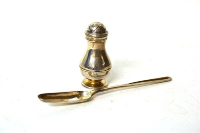 Lot 1280 - A George II Silver Bun Caster, Ralph Maidman, London 1732, plain baluster form raised on a circular