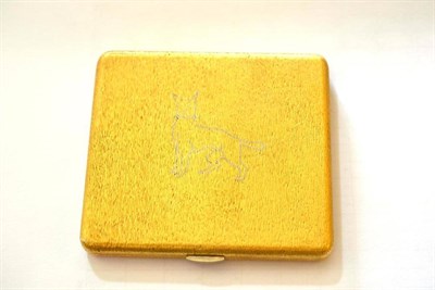 Lot 1288 - An 18ct Gold Cigarette Case, JAD, London 1970, rectangular with a brushed effect and inset with...