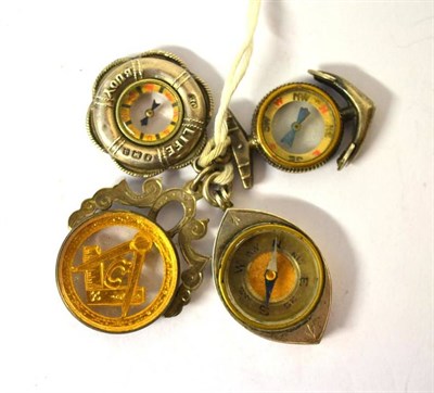 Lot 1316 - A Novelty Silver Watch Fob, F W Turton Ltd, Birmingham 1896, as a compass with engraved decoration