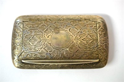 Lot 1332 - A Victorian Silver Snuff Box, Robert Thronton, Birmingham 1866, rectangular with rounded edges...