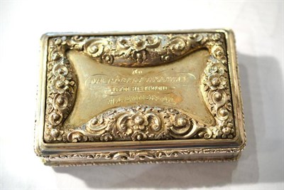 Lot 1336 - A Good Victorian Silver Table Snuff Box, Francis Clark, Birmingham 1837, rectangular with...