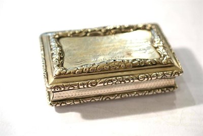 Lot 1337 - A William IV Silver Table Snuff Box, Nathaniel Mills, Birmingham 1835, rectangular with applied...