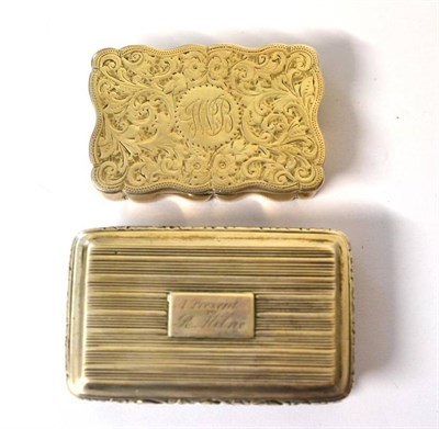 Lot 1339 - A Victorian Silver Snuff Box, Thomas Shaw, Birmingham 1822, rectangular with reeded sides, top...