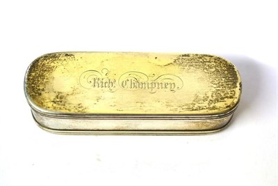 Lot 1340 - A George III Silver Snuff Box, CB, London 1815, oval with reeded borders, the hinged lid...