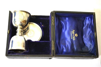 Lot 1352 - A Victorian Silver Travelling Communion Set, JT, Dublin 1858, comprising a chalice with gilt...