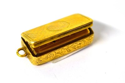 Lot 1364 - A Victorian Silver Gilt Vinaigrette, Edward Smith, London, undated, rectangular with engine...