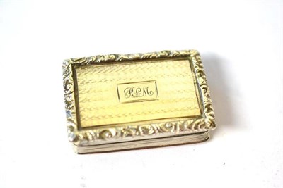 Lot 1367 - A Victorian Silver Vinaigrette, maker's mark worn, London 1839,  rectangular with engine turned...