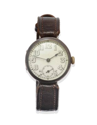 Lot 1038 - An Early Silver Trench Wristwatch, signed Rolex, 1915, lever movement signed Rolex, enamel dial...