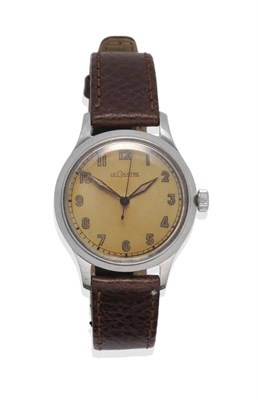 Lot 1046 - A Stainless Steel Centre Seconds Wristwatch, signed Le Coultre, circa 1940, lever movement,...