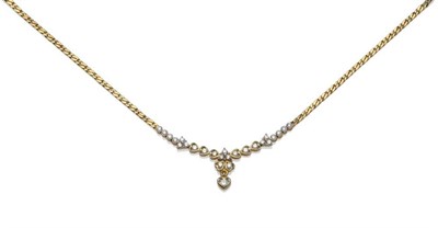 Lot 1060 - A Diamond Necklace, a central section of round brilliant cut diamonds, some in white collet...