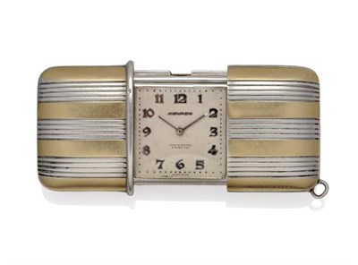 Lot 1102 - A Silver and Gold Plated Purse Watch, signed Movado, Chronometer Ermeto, 1930, lever movement,...