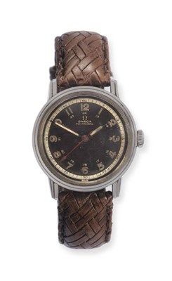 Lot 1108 - A Stainless Steel Centre Seconds Wristwatch, signed Omega, Non Magnetic, circa 1942, (calibre 30T2)