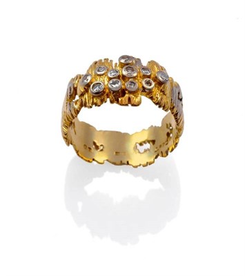 Lot 1110 - An 18 Carat Gold and Diamond Ring, by Charles de Temple, the yellow and white textured form...