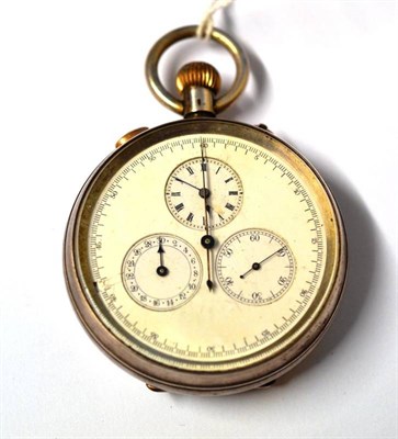 Lot 1177 - A Silver Split Seconds Chronograph Pocket Watch, circa 1900, lever movement stamped The Winner,...