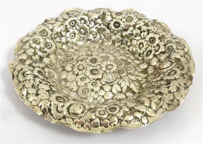 Lot 1180 - An American Sterling Silver Dish, stamped THE C B STRARR, STERLING, decorated with blossoming...