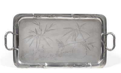 Lot 1182 - A Chinese Export Silver Tray, Wang Nam & Co, circa 1900, the border modelled as sprouting...