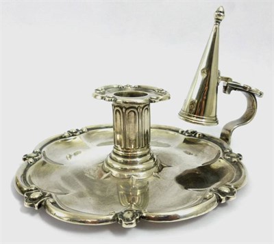 Lot 1195 - A Victorian Silver Chamberstick, Henry Wilkinson & Co, Sheffield 1844, with a shaped edge,...