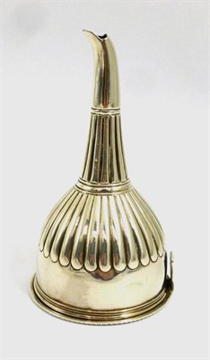 Lot 1198 - A George III Silver Wine Funnel, J E Terrey & Co, London circa 1820, the removable bowl with reeded