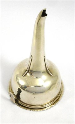 Lot 1201 - A George III Silver Wine Funnel, worn marks, the removable strainer with reeded rim and shaped...