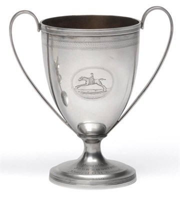 Lot 1204 - A George III Silver Twin-Handled Trophy Cup, Henry Chawner, London 1790, the plain tapering...