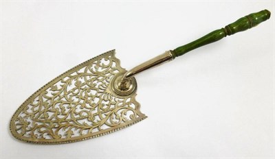 Lot 1208 - A George III Fish Slice, unmarked, circa 1770, the triangular shaped blade with fine pierced...