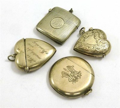 Lot 1214 - An Edward VII Silver Vesta, Joseph Gloster, Birmingham 1903, heart shaped with allover engraved...