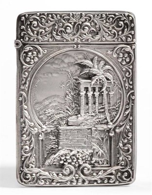 Lot 1227 - A Victorian Silver Card Case, probably Robert Pringle, Birmingham 1899, with embossed decoration to