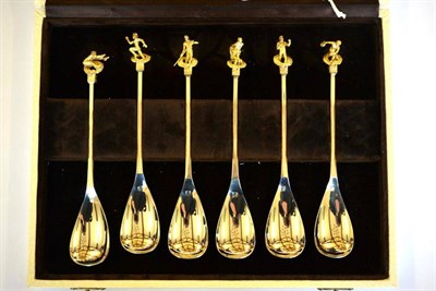 Lot 1234 - A Set of Six Elizabeth II Aurum Silver Teaspoons, Hector Miller, London 1975, made with the...