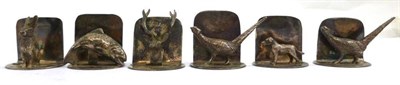 Lot 1236 - A Set of Six Modern Sporting Menu Holders, maker's mark JAF, Sheffield 2002 & 2006, each...