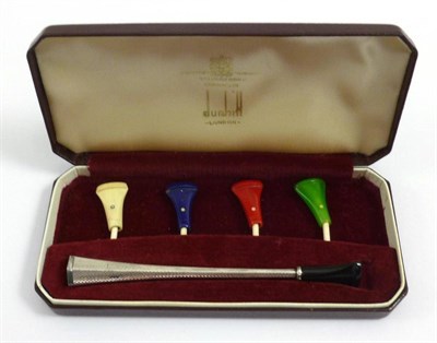 Lot 1240 - A Silver 'White Spot' Cigarette Holder, Alfred Dunhill, Birmingham 1953, engine turned...